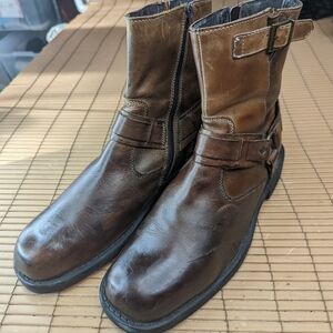 Lavorazione Artigiana NATHA Brown Leather Side Zip Harness Western Moto Boho Boo